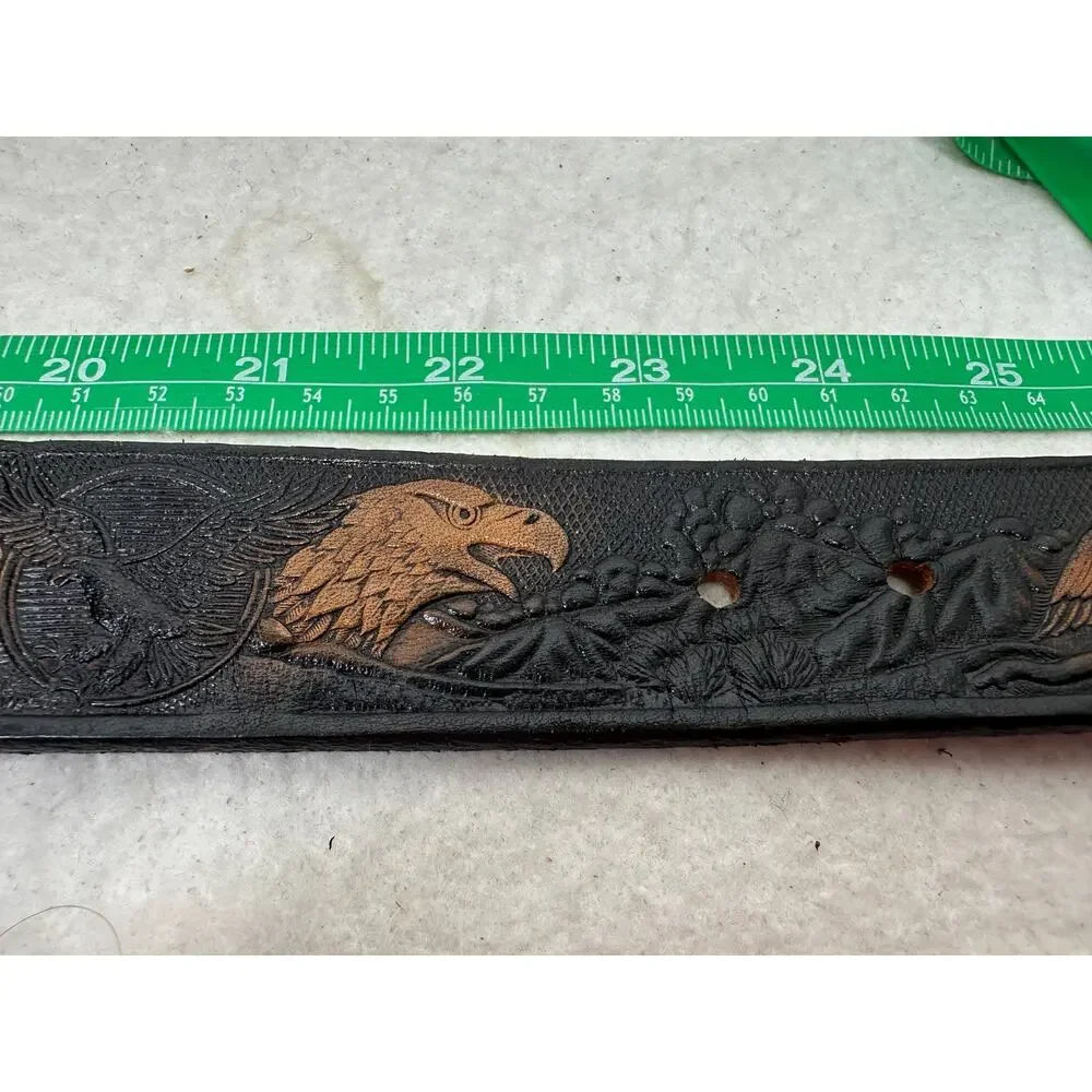 Eagle Tooled Vintage Leather Belt Men's SZ Small